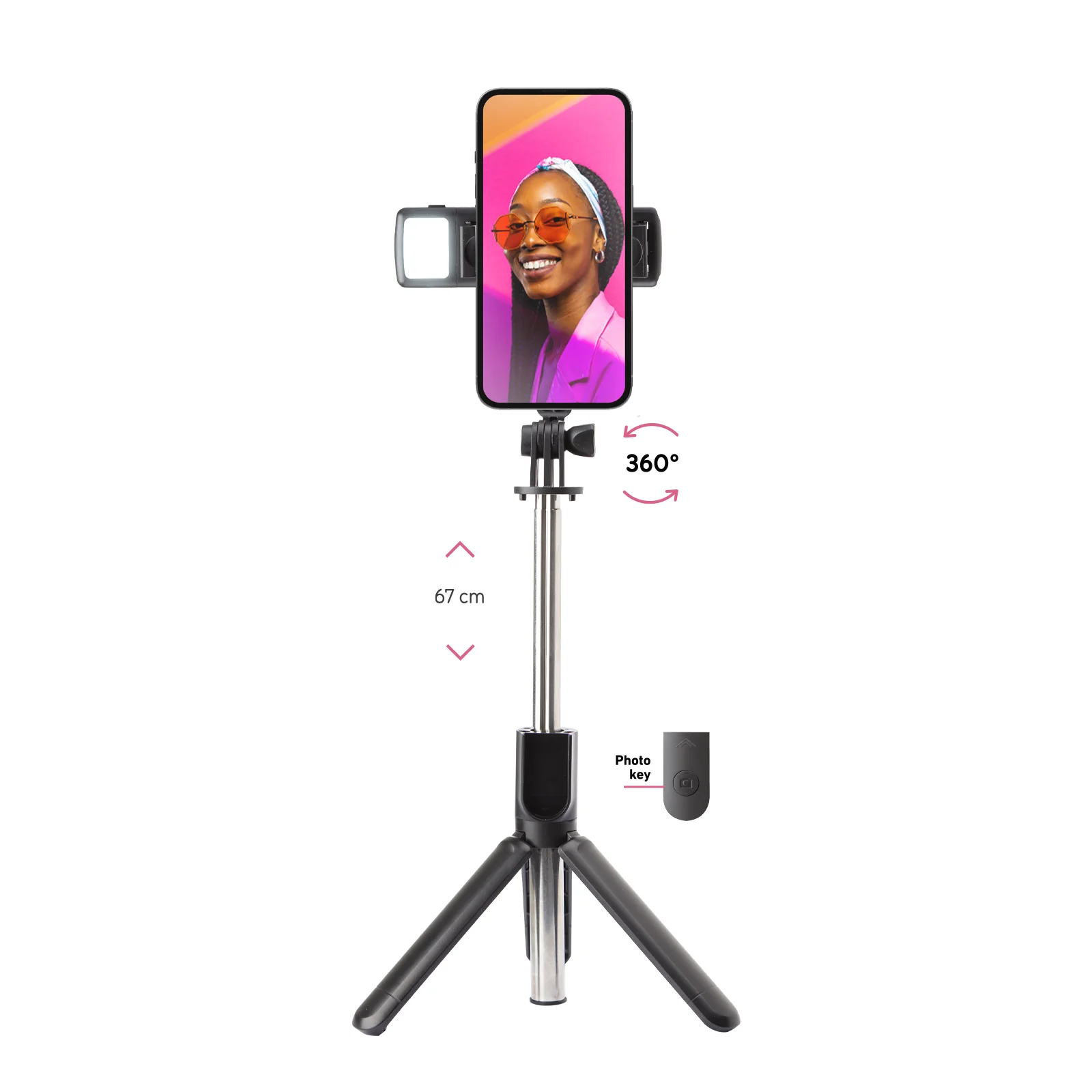 Selfie stick Wireless estensibile con luce LED per smartphone - Image 2