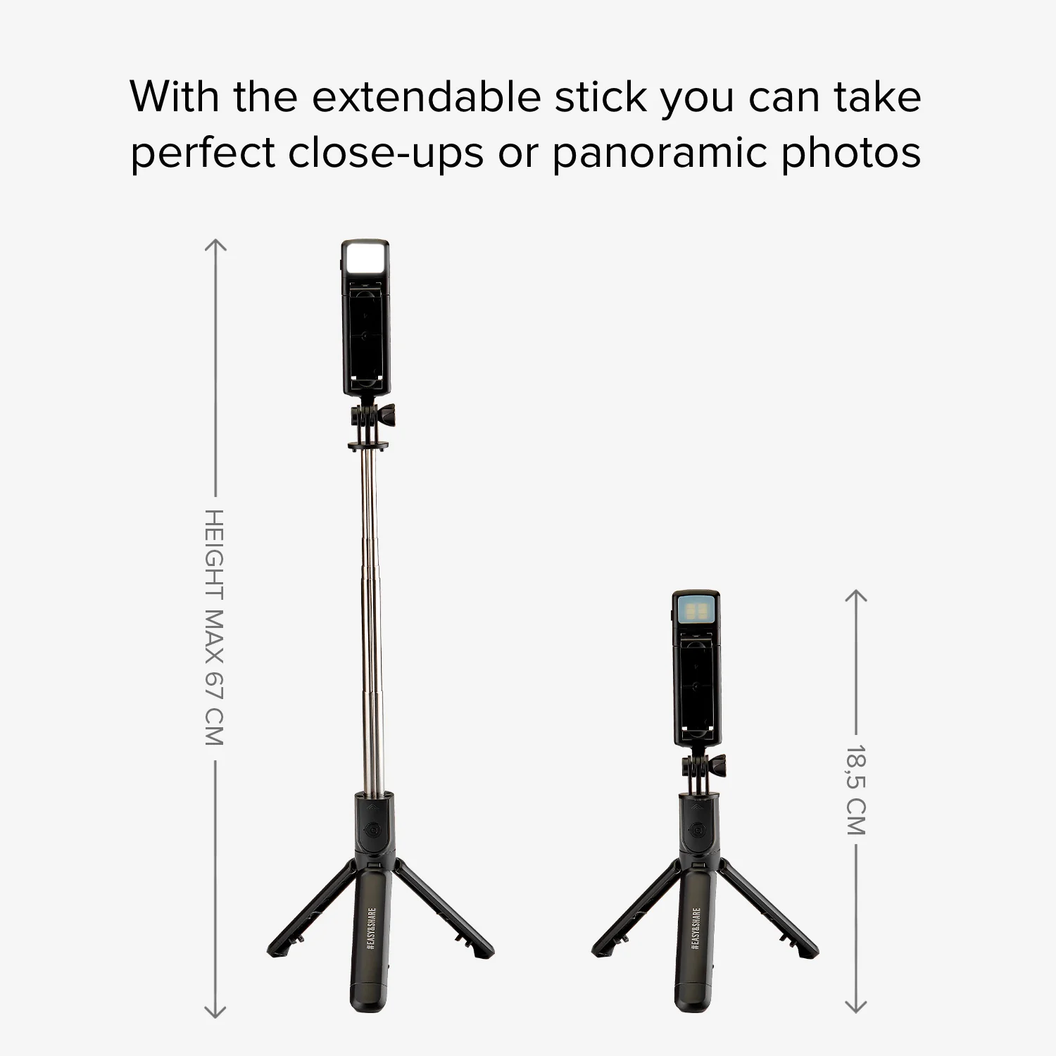 Selfie stick Wireless estensibile con luce LED per smartphone - Image 4