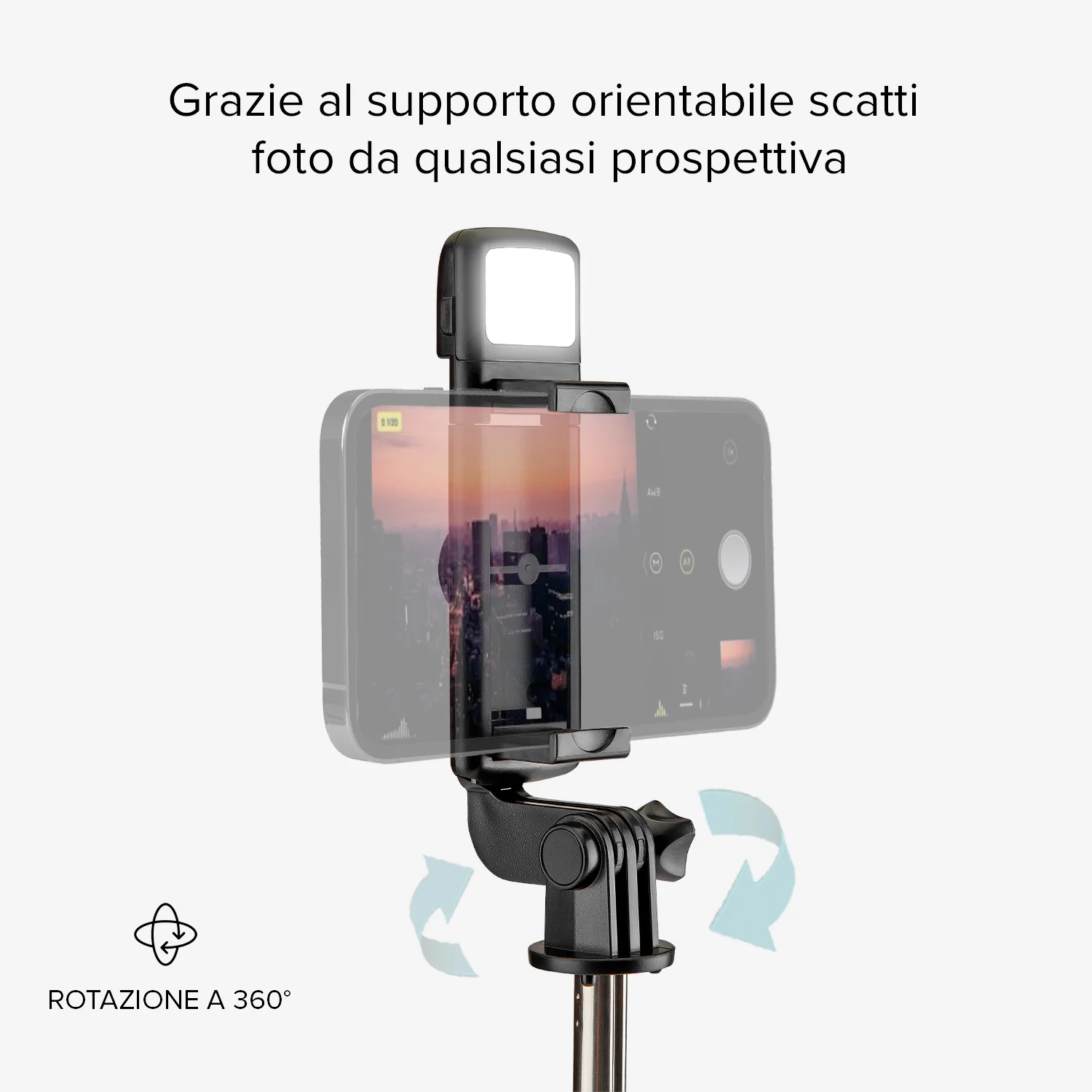 Selfie stick Wireless estensibile con luce LED per smartphone - Image 9