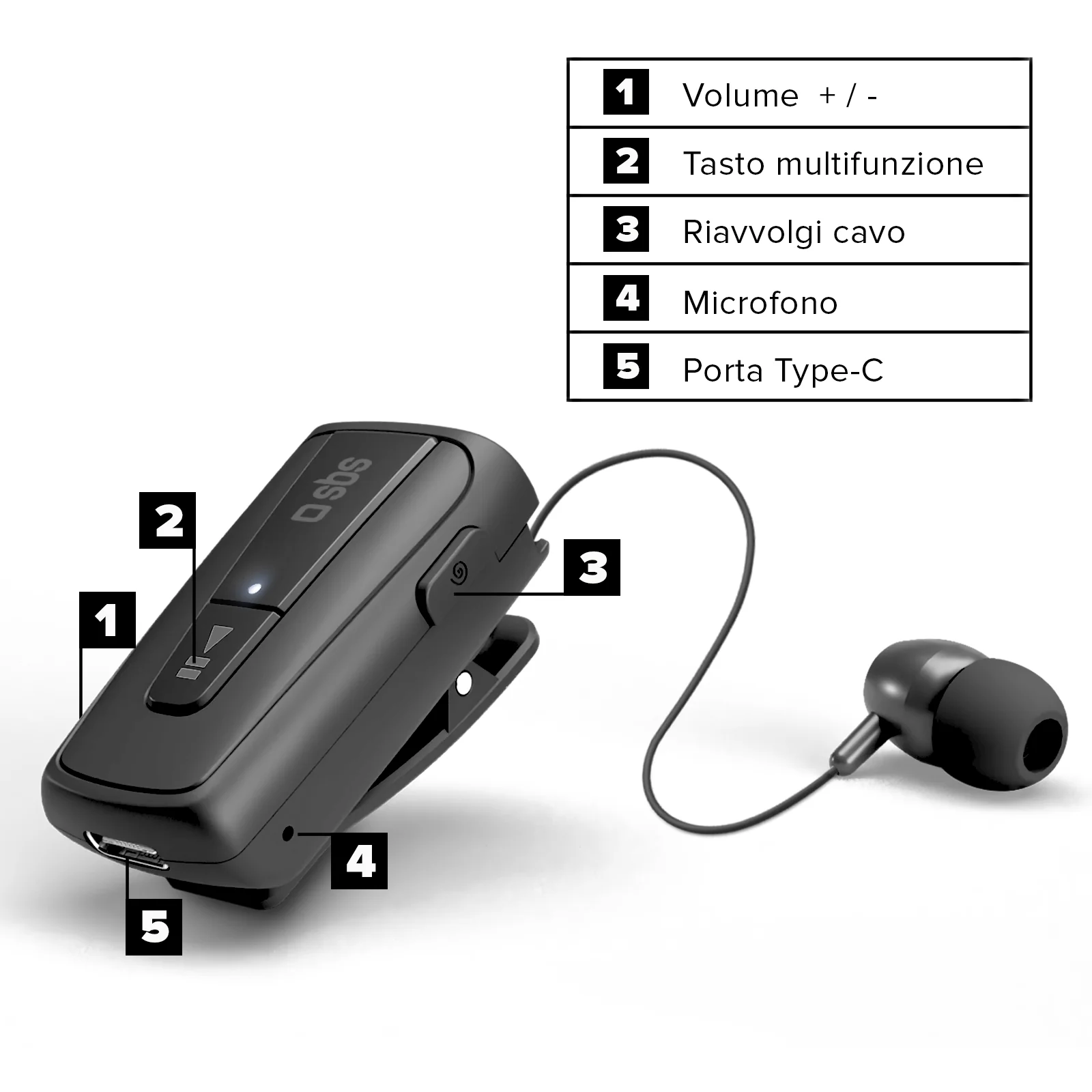 Auricolare Wireless con roller clip - Image 4