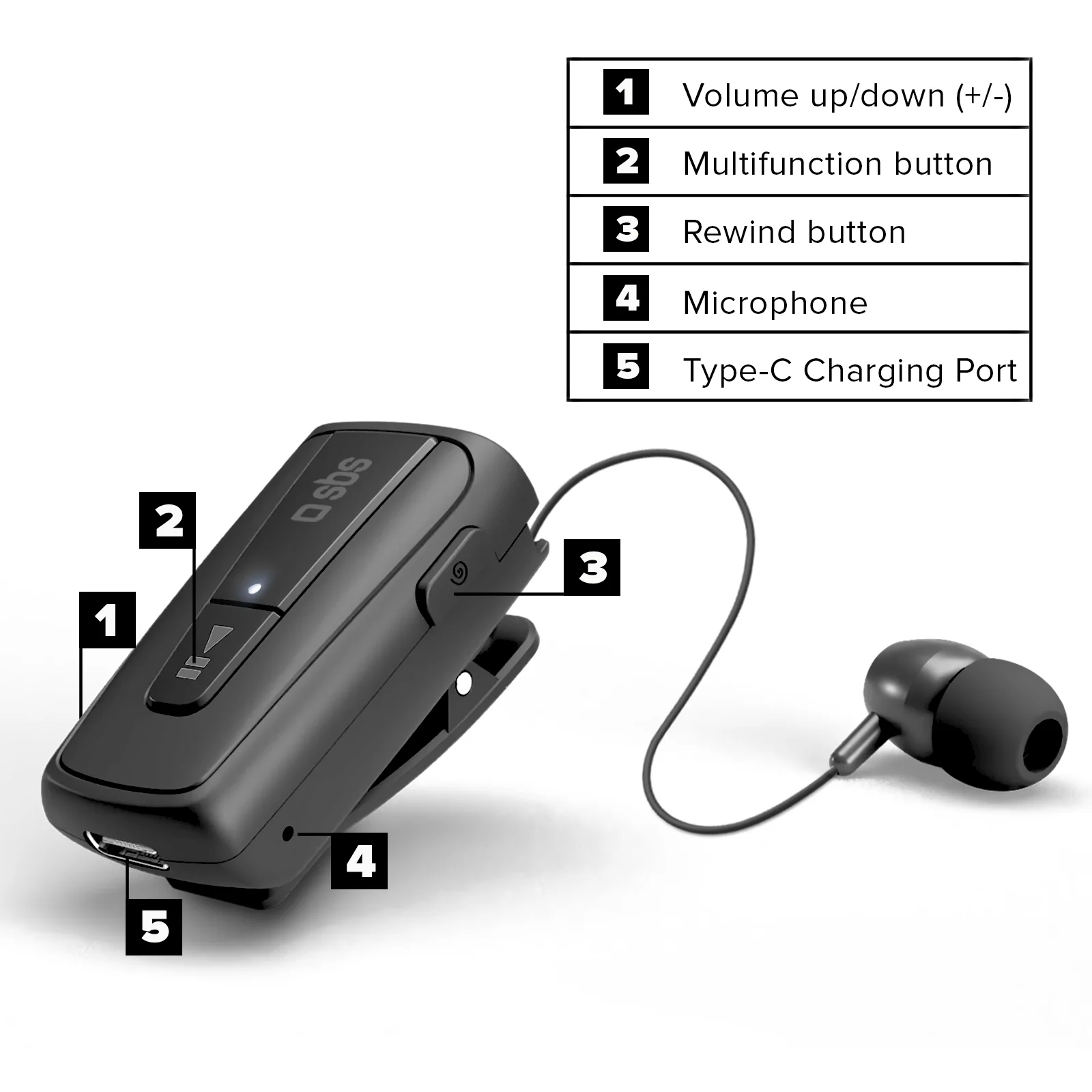 Auricolare Wireless con roller clip - Image 5