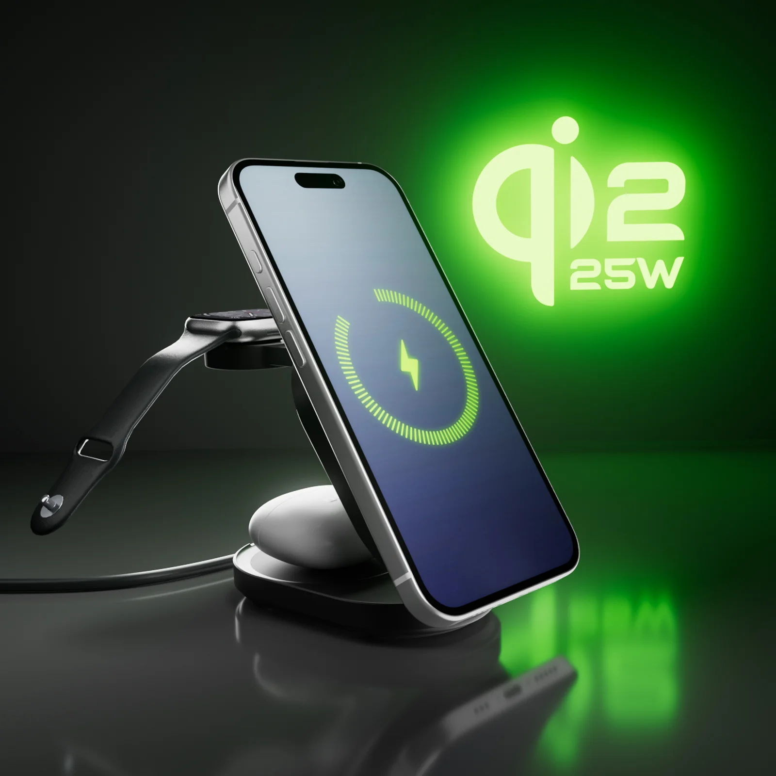 Stazione di ricarica wireless 3-in-1 Qi2.2 25 W per iPhone, Apple Watch e cuffie - Image 5