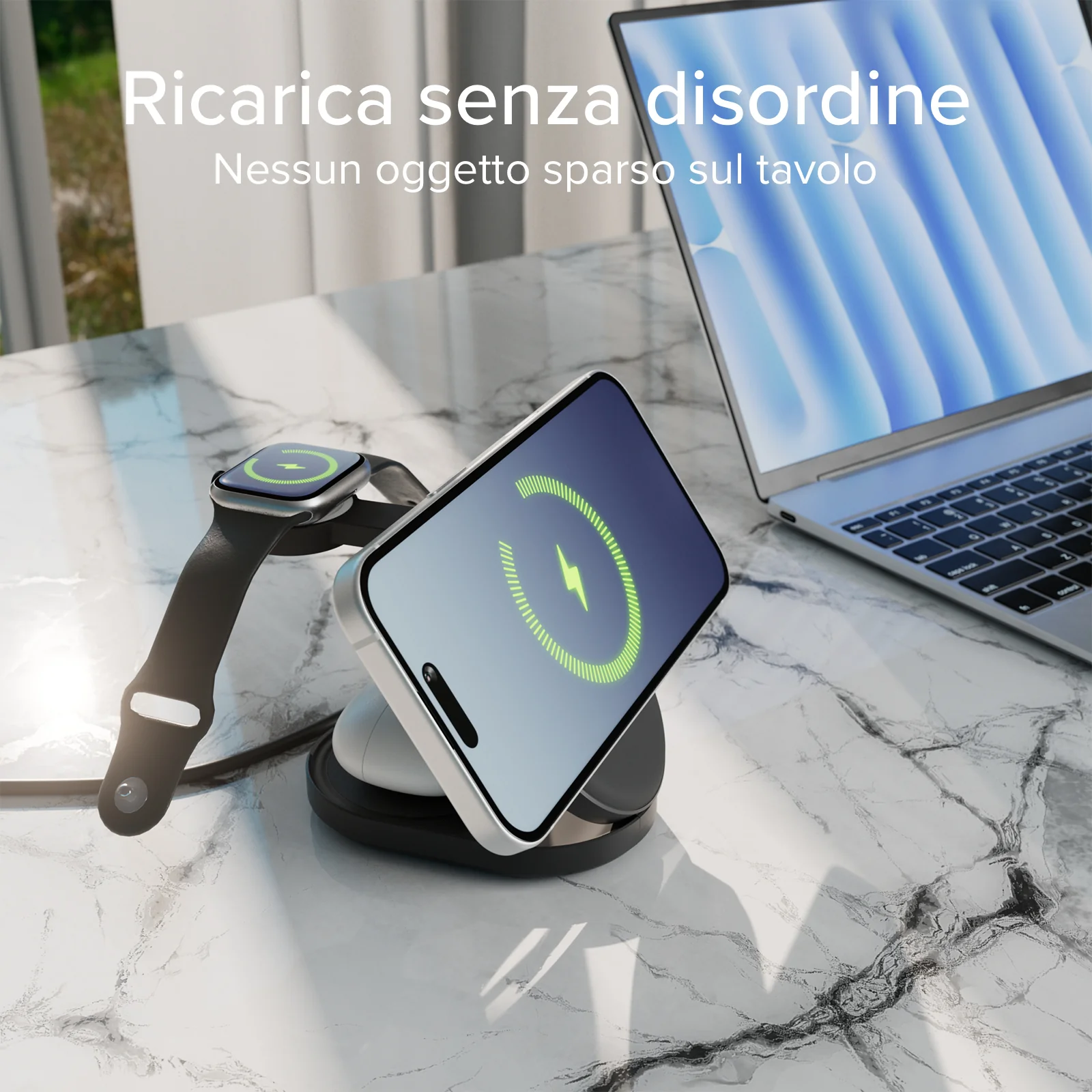 Stazione di ricarica wireless 3-in-1 Qi2.2 25 W per iPhone, Apple Watch e cuffie - Image 9