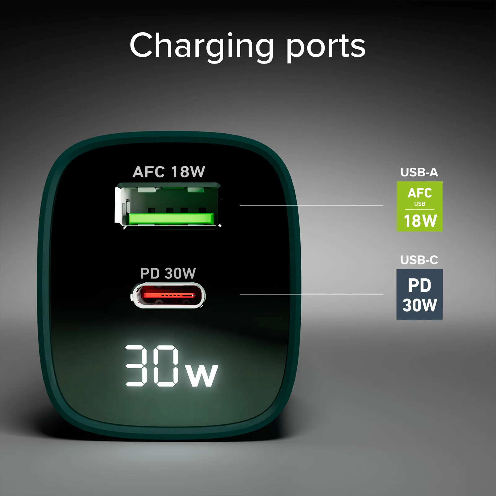 Caricabatterie da muro, schermo LCD, 1 uscita USB-C PD 30W, 1 uscita USB-A 18W - Image 43