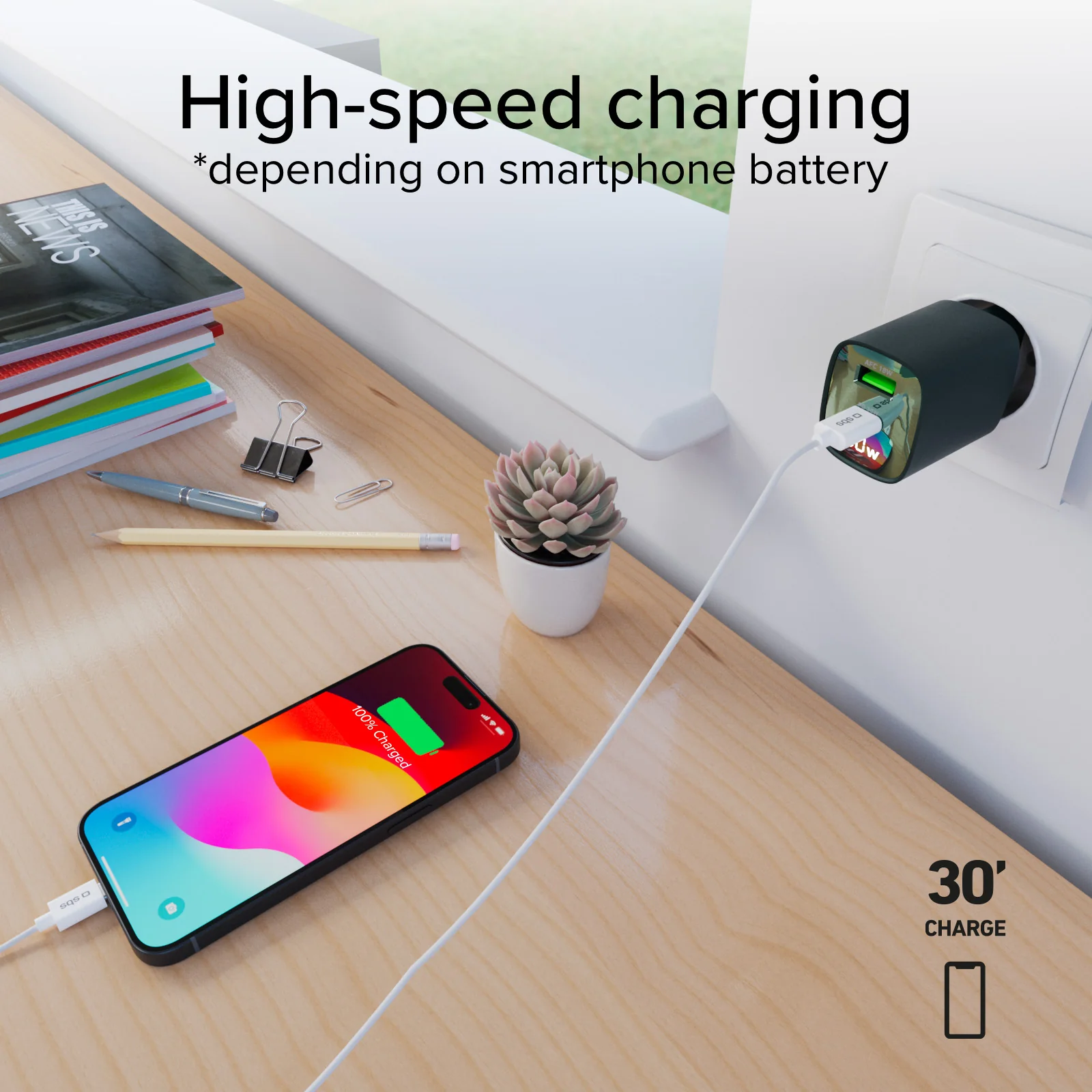 Caricabatterie da muro, schermo LCD, 1 uscita USB-C PD 30W, 1 uscita USB-A 18W - Image 48