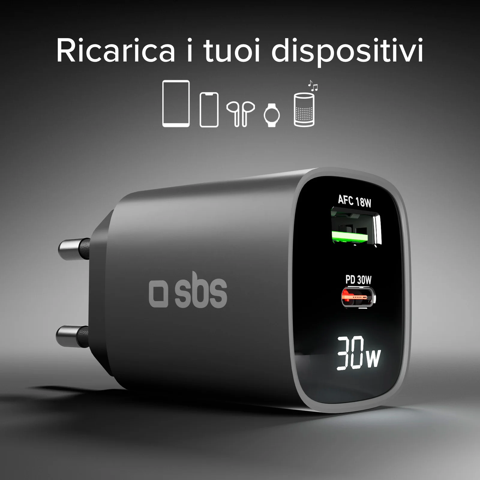 Caricabatterie da muro, schermo LCD, 1 uscita USB-C PD 30W, 1 uscita USB-A 18W - Image 58