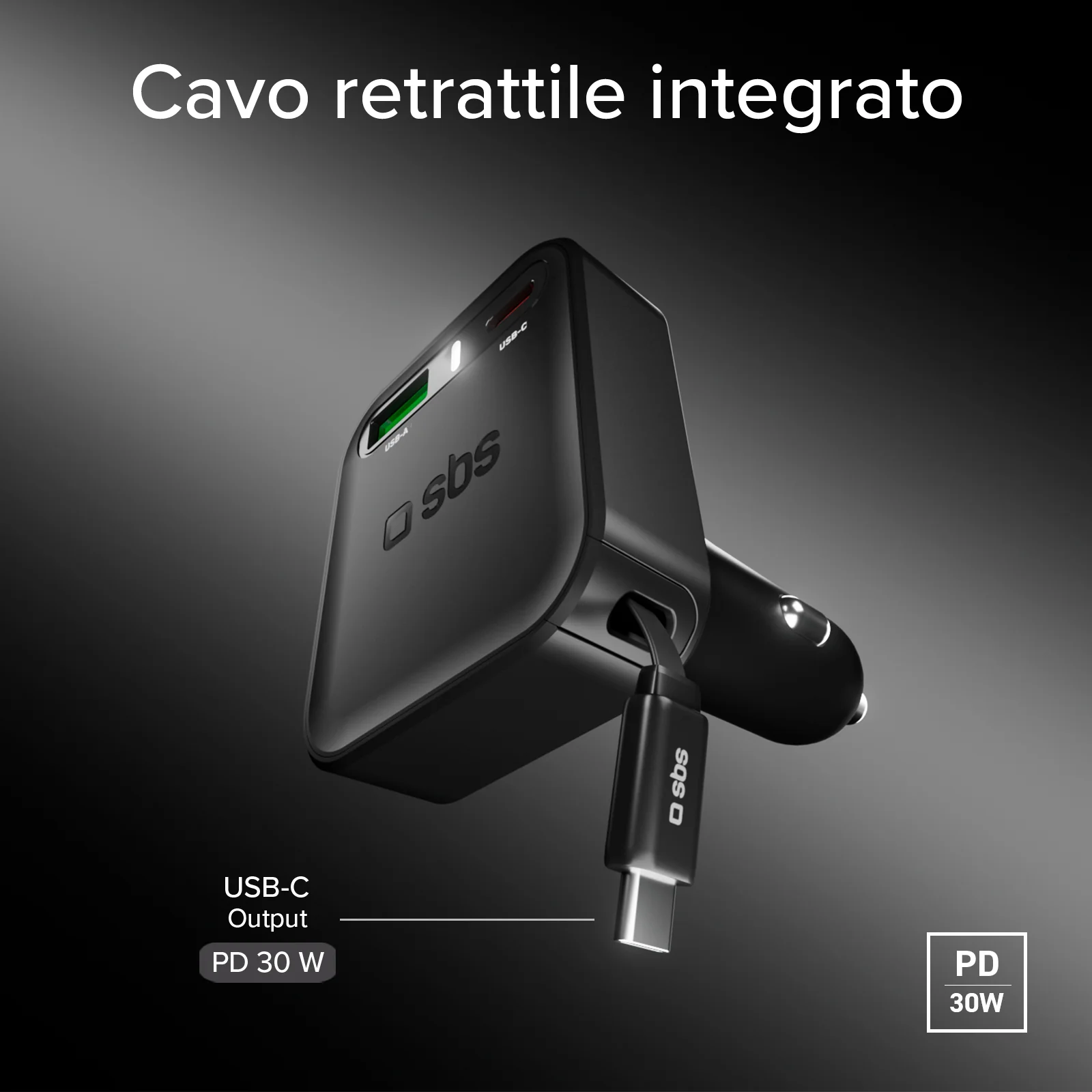 Caricatore auto con cavo retrattile integrato - Image 4