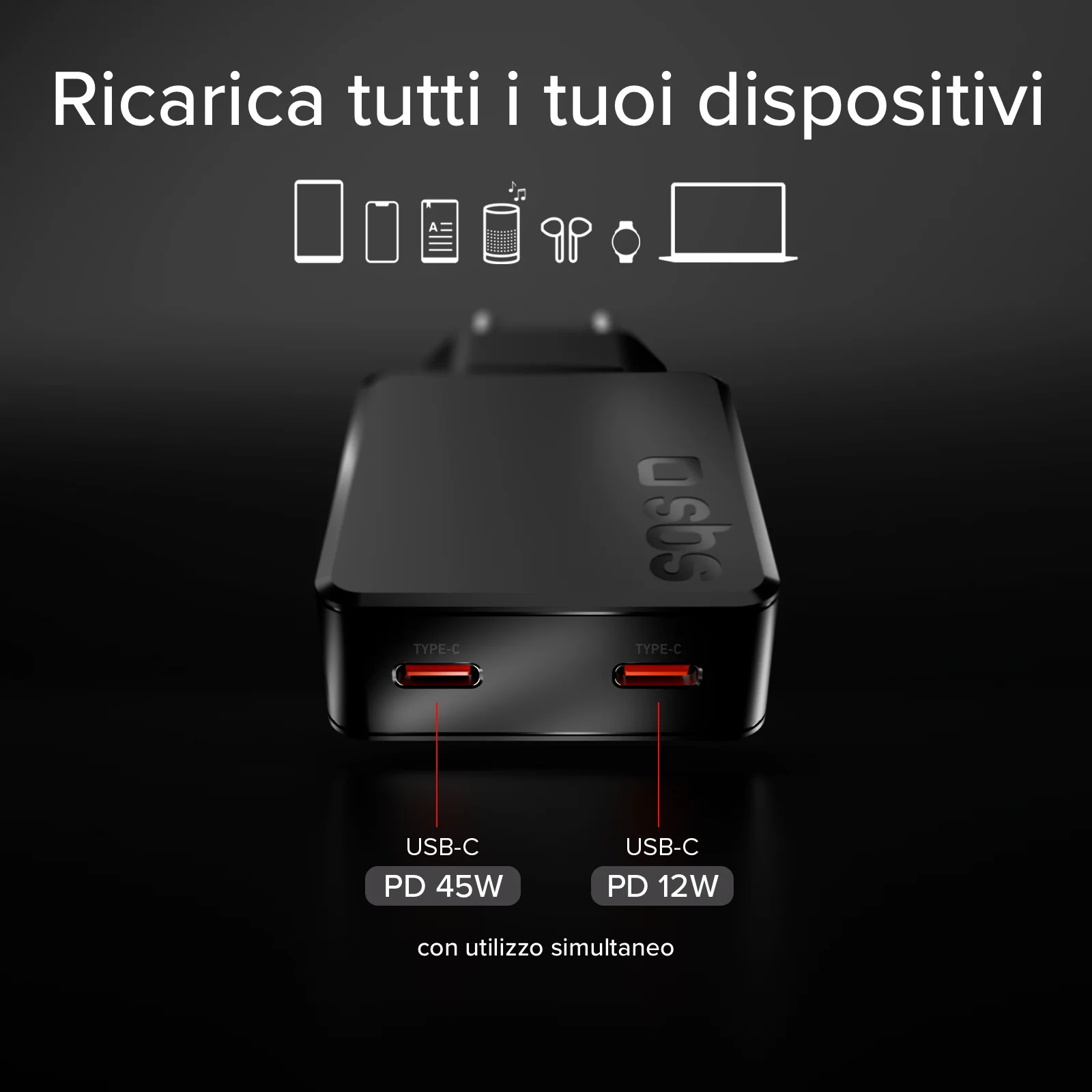 Caricatore da muro 65w USB-C Ultra Slim con doppia uscita - Image 11