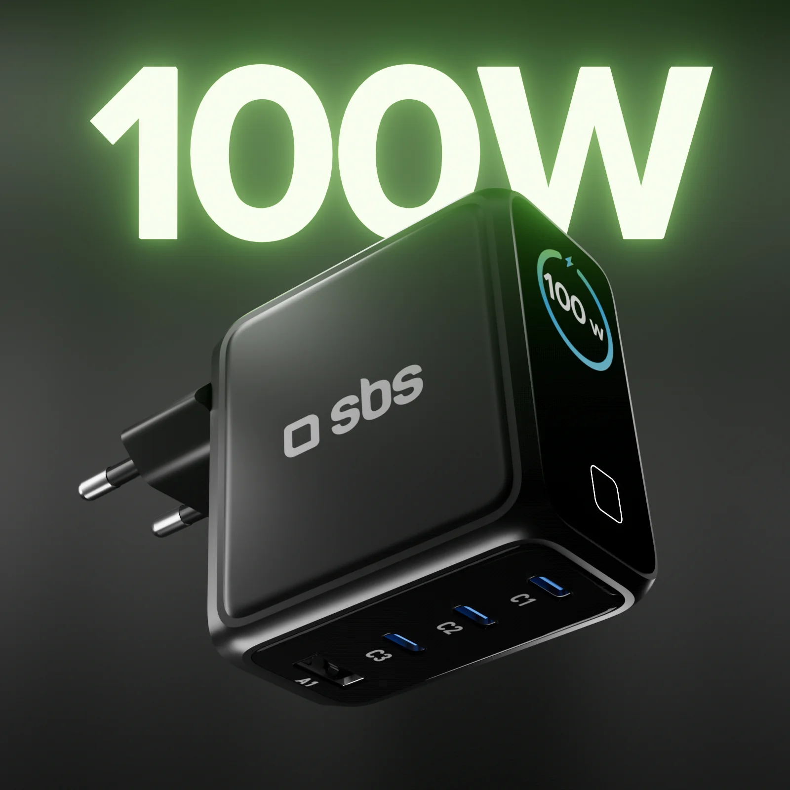 Caricatore USB-C da 100 W con display TFT e 4 porte per una ricarica veloce di smartphone, tablet e laptop - Image 2