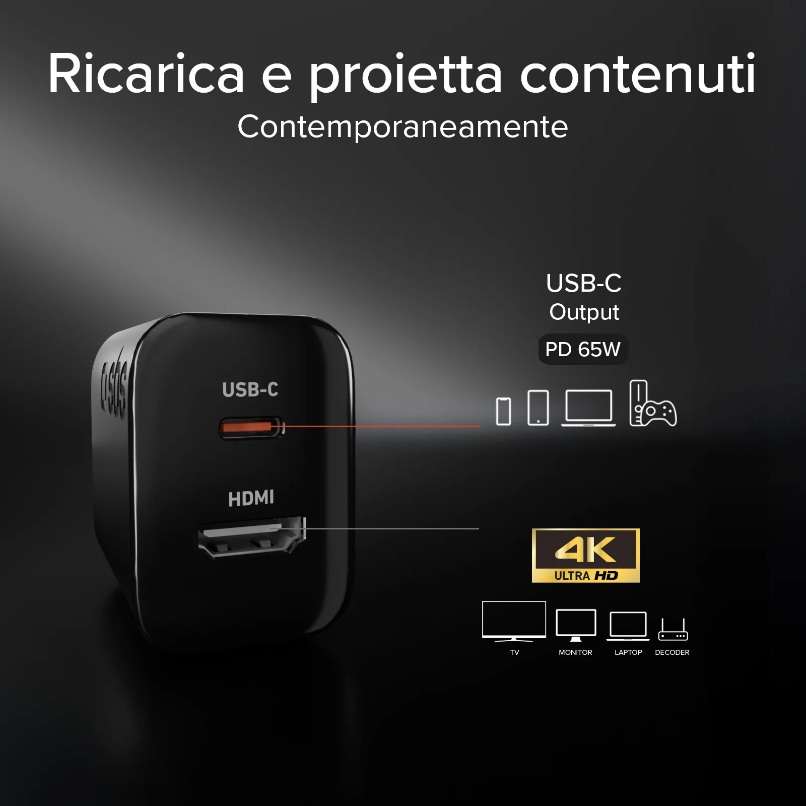 Caricatore caricabatterie 65W con porta HDMI - Image 9