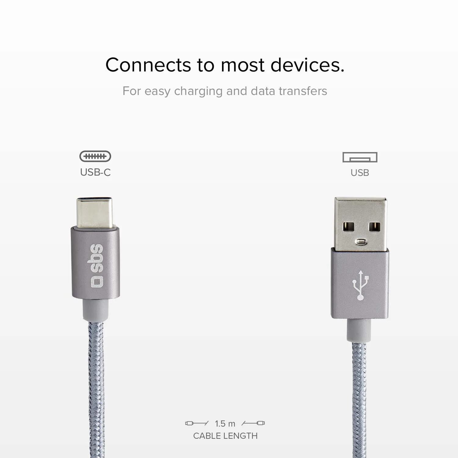 Cavo dati e ricarica in nylon 1.5 m - Connettori USB a USB-C - Image 3