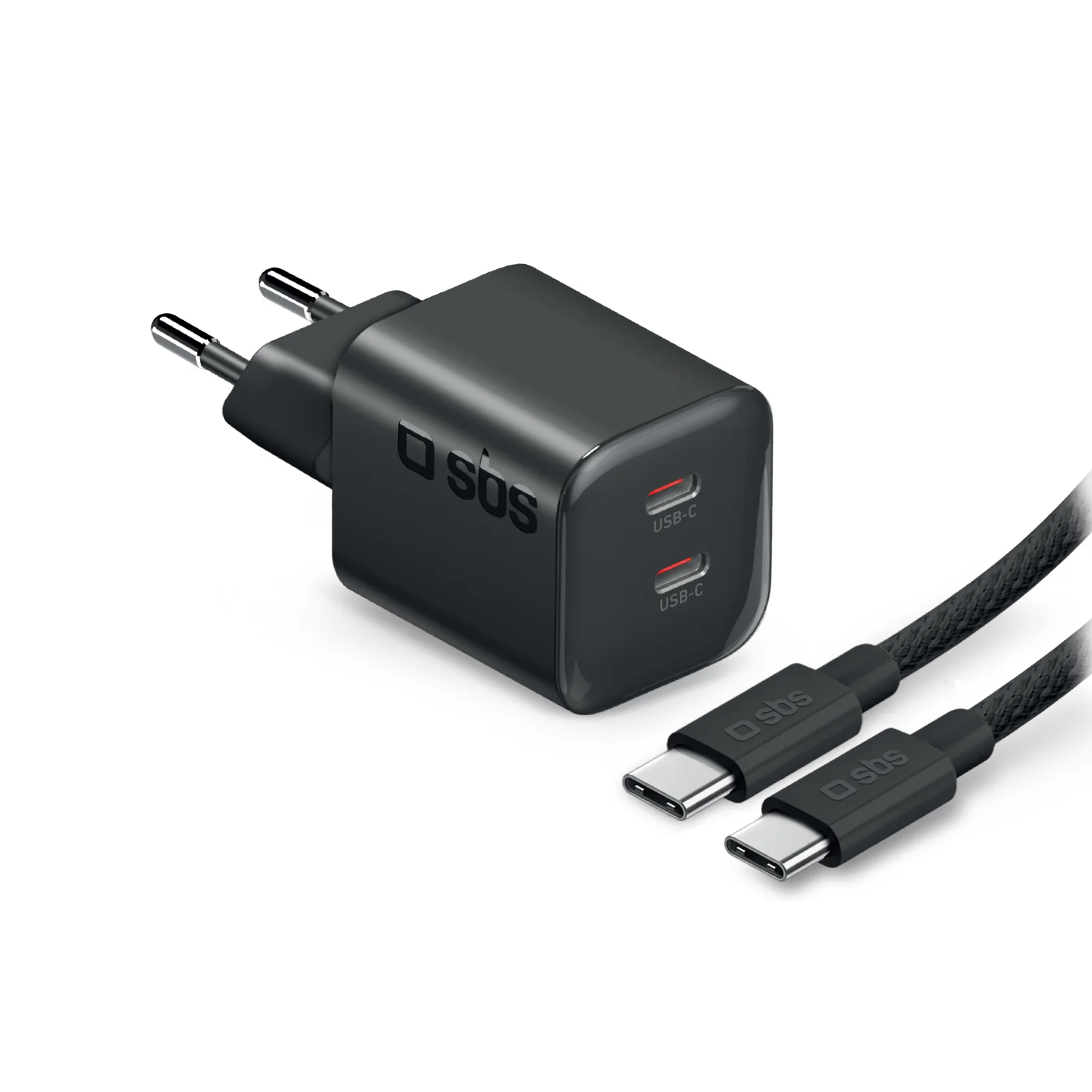 Kit di ricarica per laptop con caricatore 100W con doppia porta USB-C e cavo in nylon intrecciato