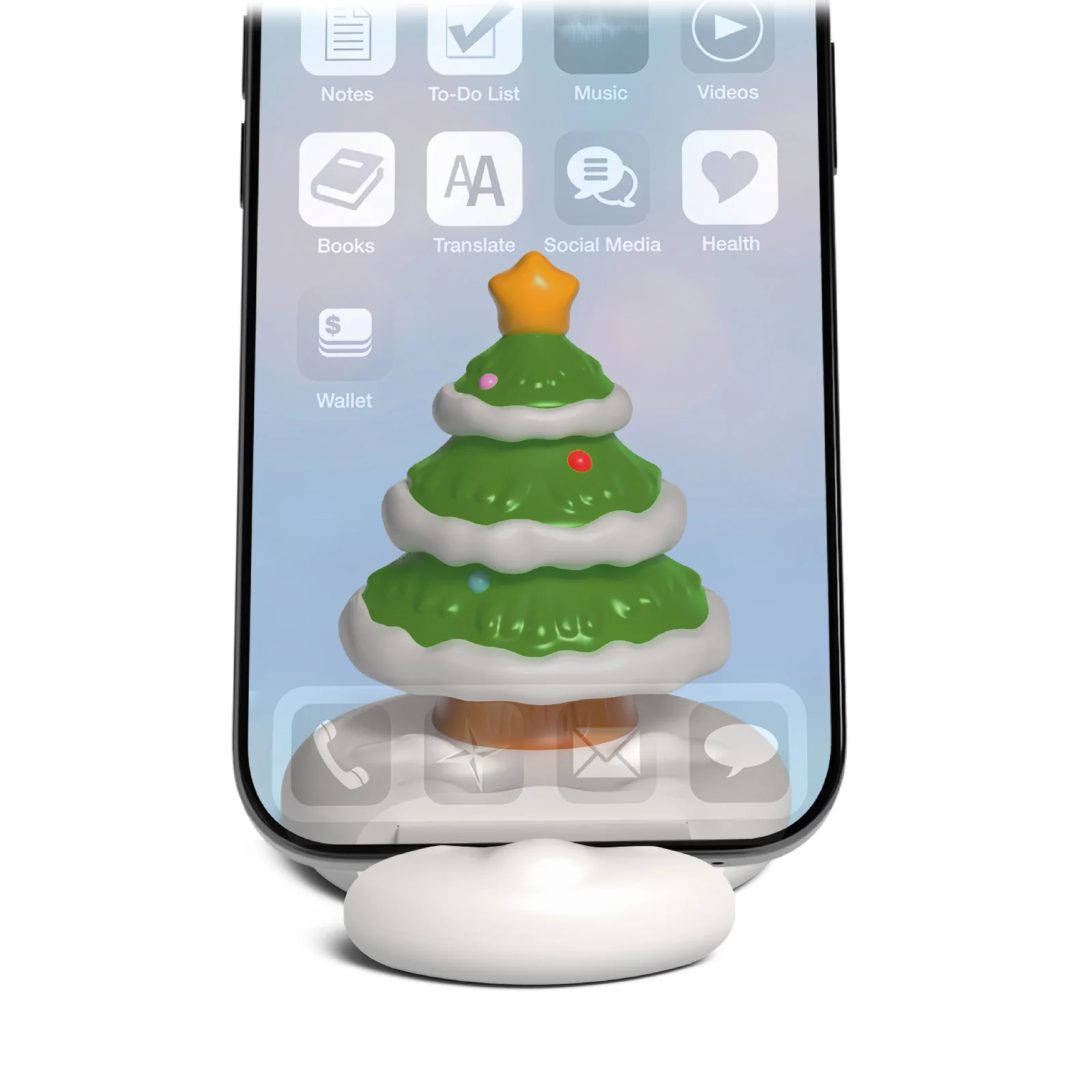 Portacellulare con alloggiamento scorrevole e design natalizio a forma di albero di Natale