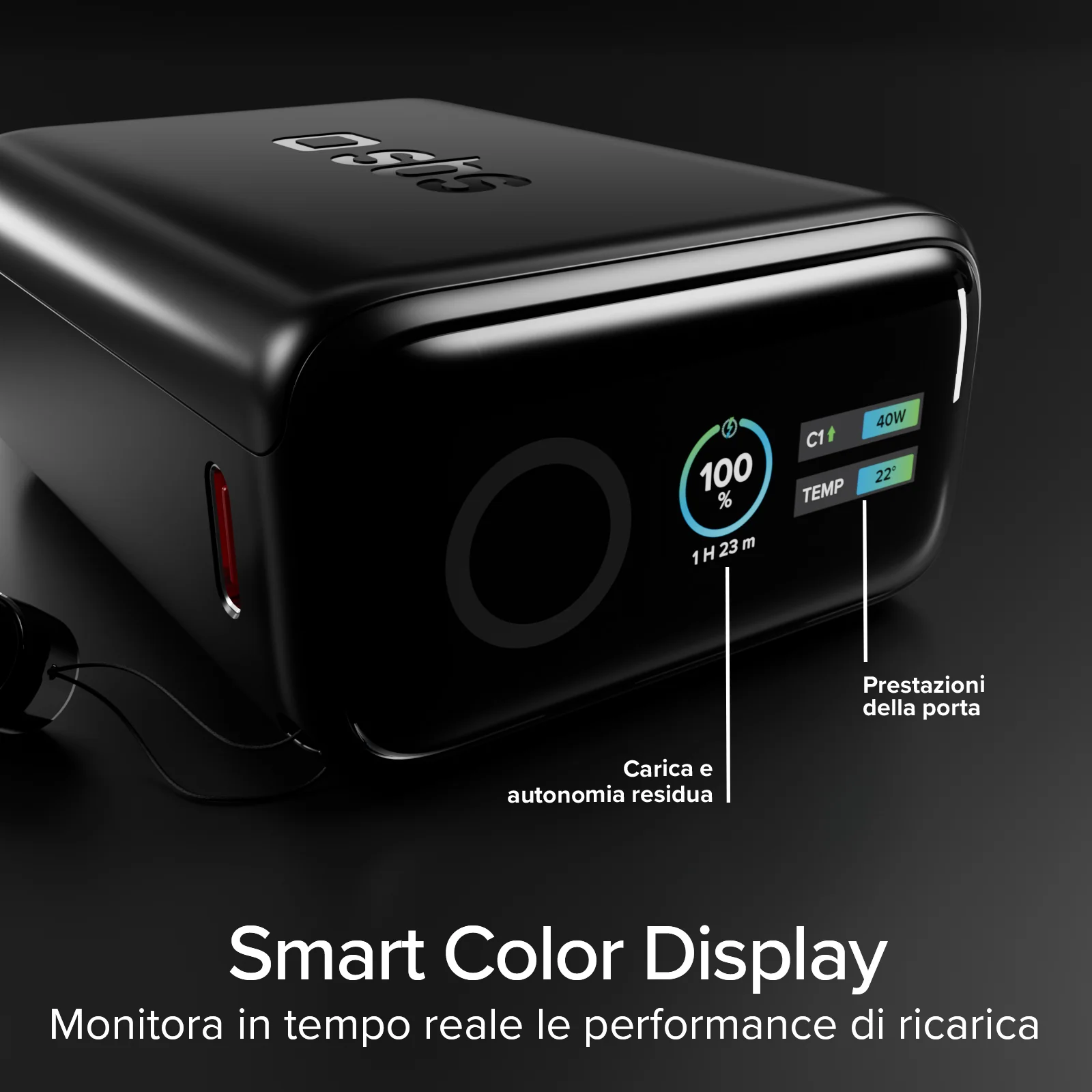 Power bank 10000 mAh 40W Power Delivery e AVS, con cavo USB-C incluso e display smart - Image 11