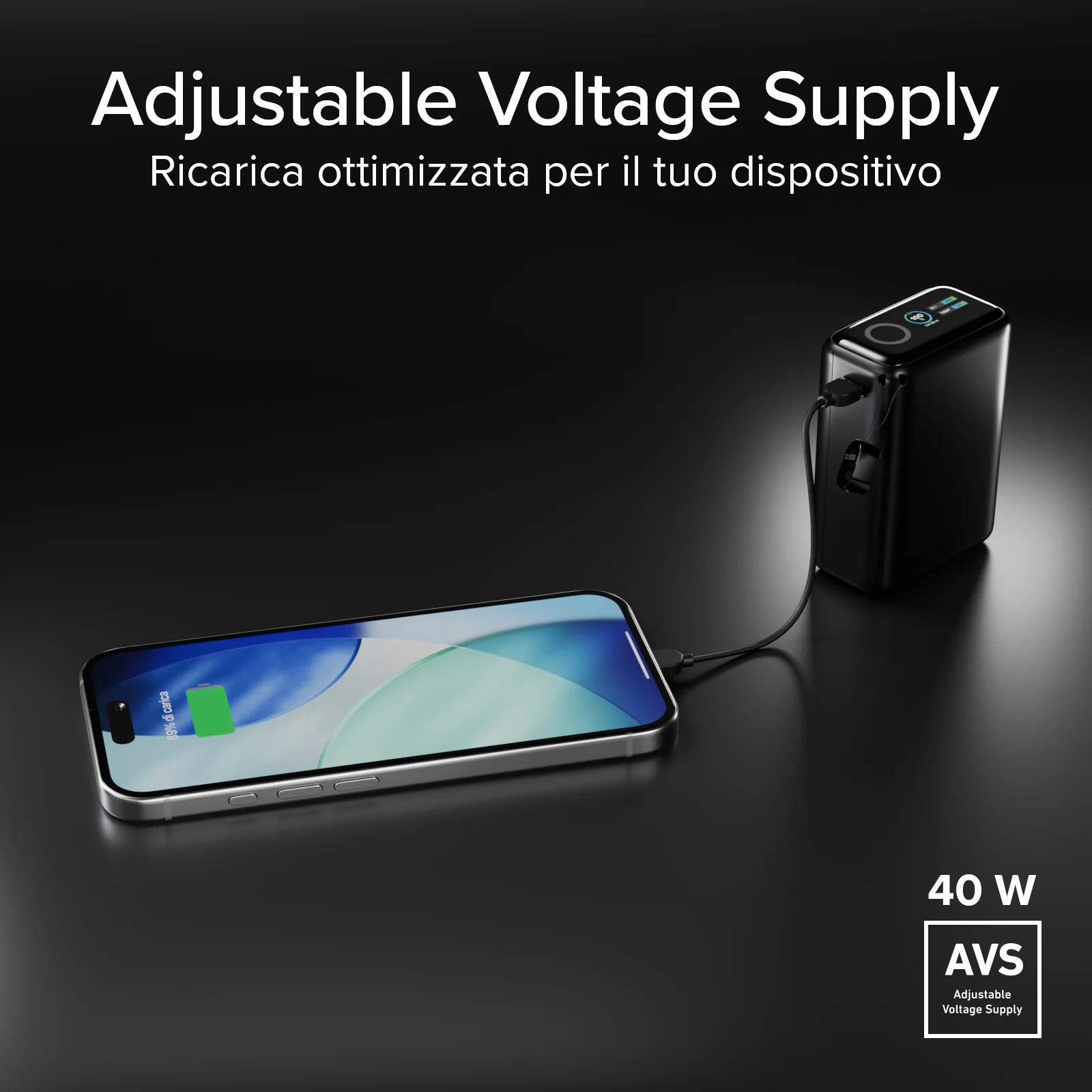 Power bank 10000 mAh 40W Power Delivery e AVS, con cavo USB-C incluso e display smart - Image 15