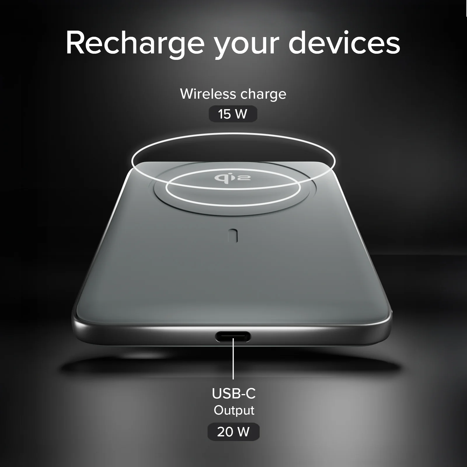 Power Bank Magnetico da 5000 mAh 15 W Qi2 con batteria semi-solida e display LCD - Image 8