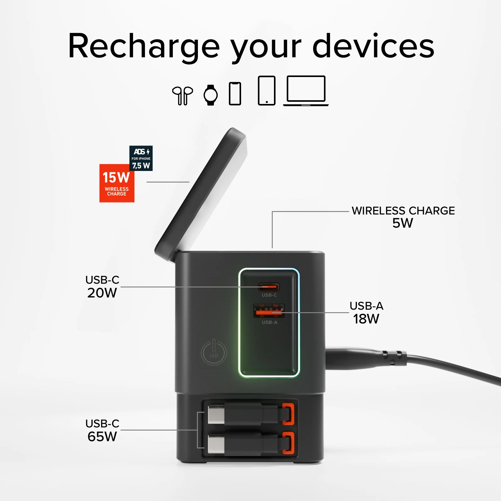 Power Dock Wireless 6 in 1 100W compatibile MagSafe - Image 4
