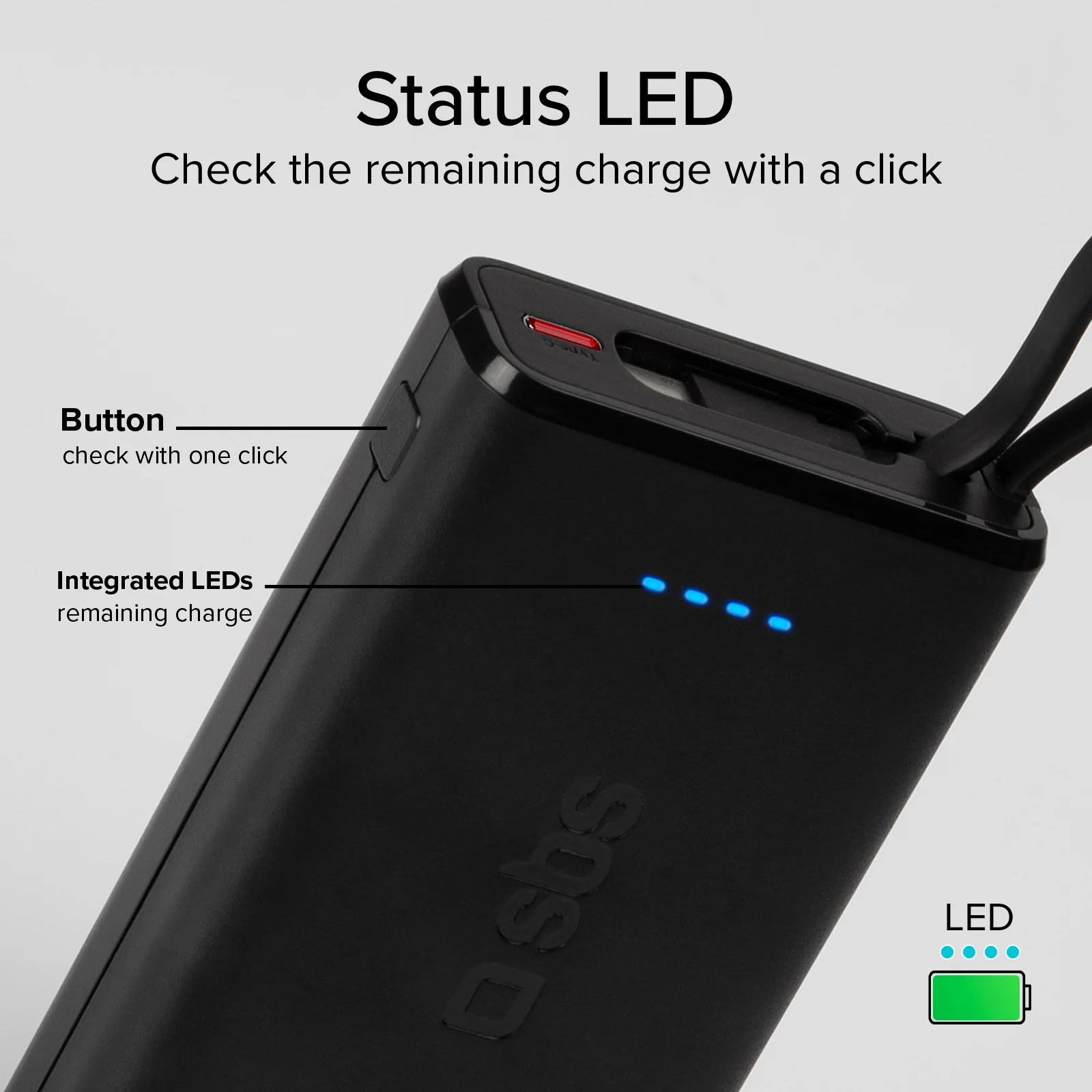 Powerbank Power Delivery 20W da 10000 mAh con cavo USB-C integrato - Image 13