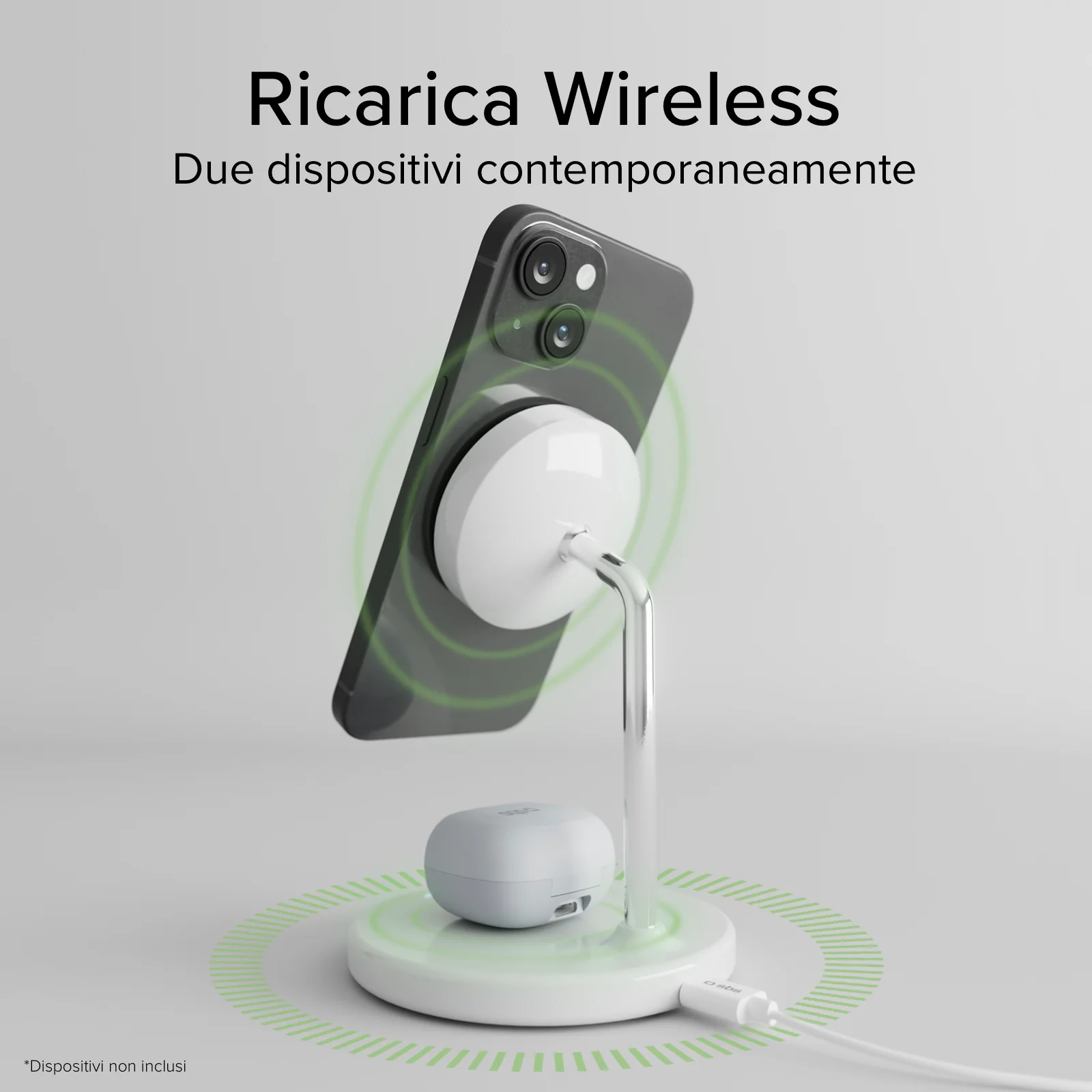 Stazione ricarica wireless Qi2 2x1 per iPhone, Android, auricolari wireless - Image 11