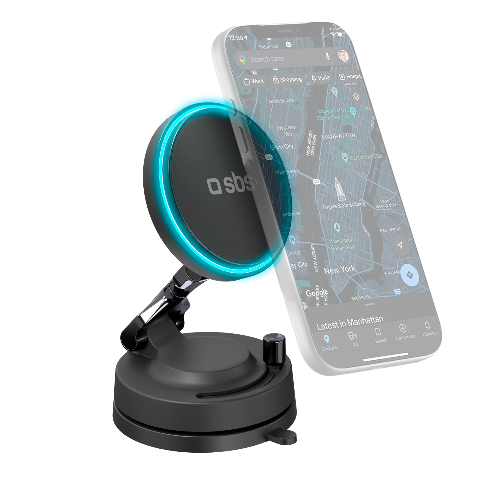Supporto auto magnetico wireless 15W con ventosa e rotazione 360°