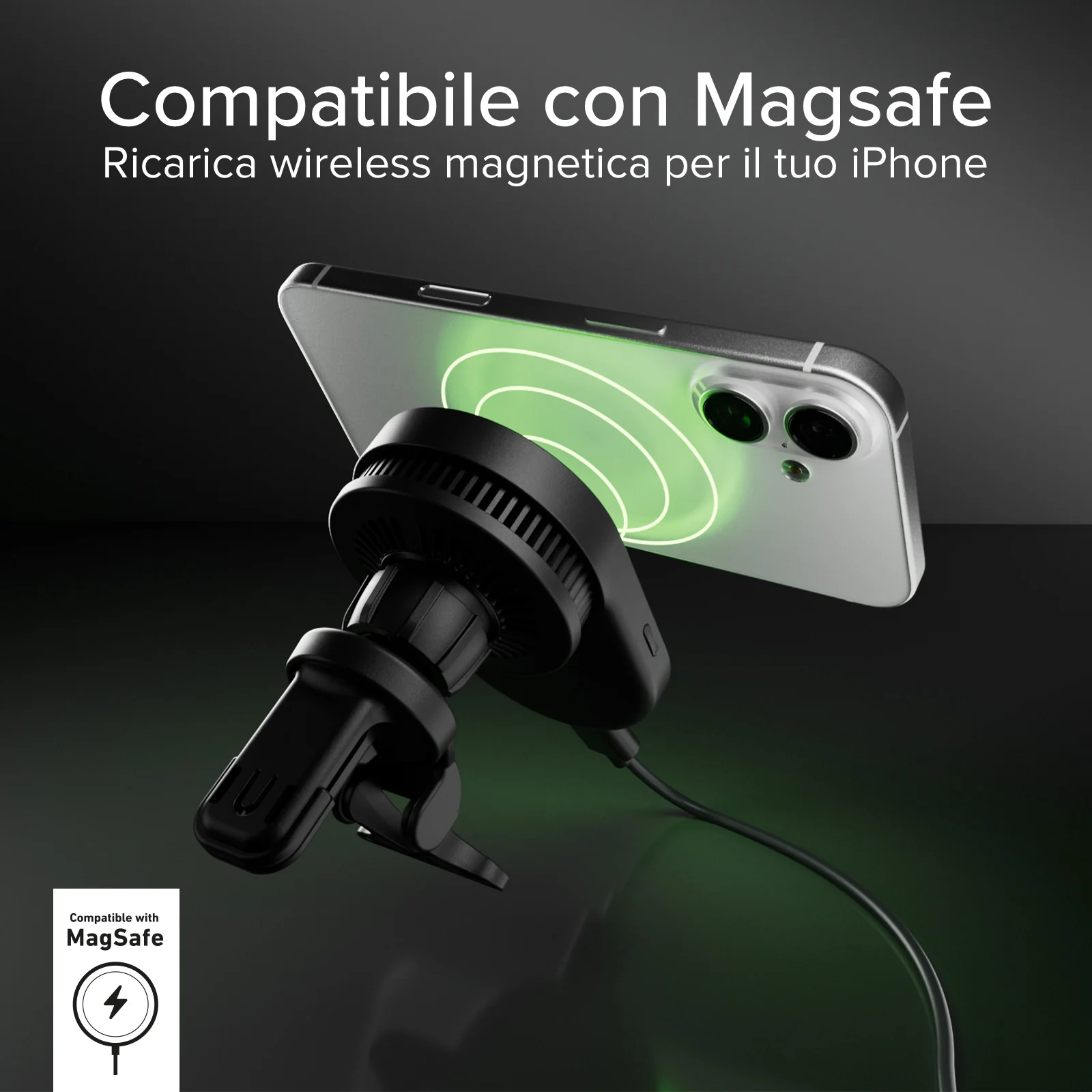 Supporto auto con ricarica magnetica Qi2.2 da 25 W e ventola di raffreddamento - Image 23
