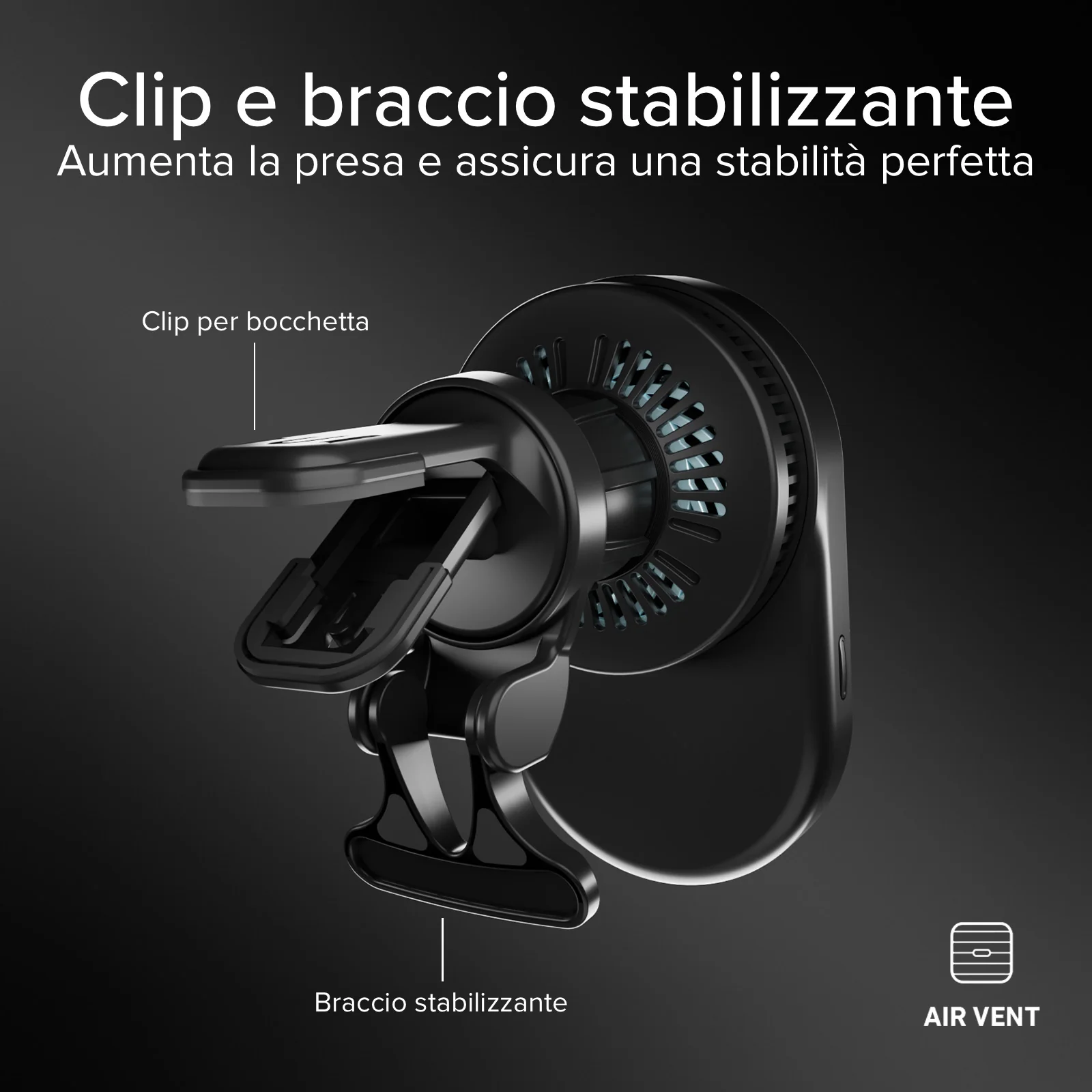 Supporto auto con ricarica magnetica Qi2.2 da 25 W e ventola di raffreddamento - Image 29