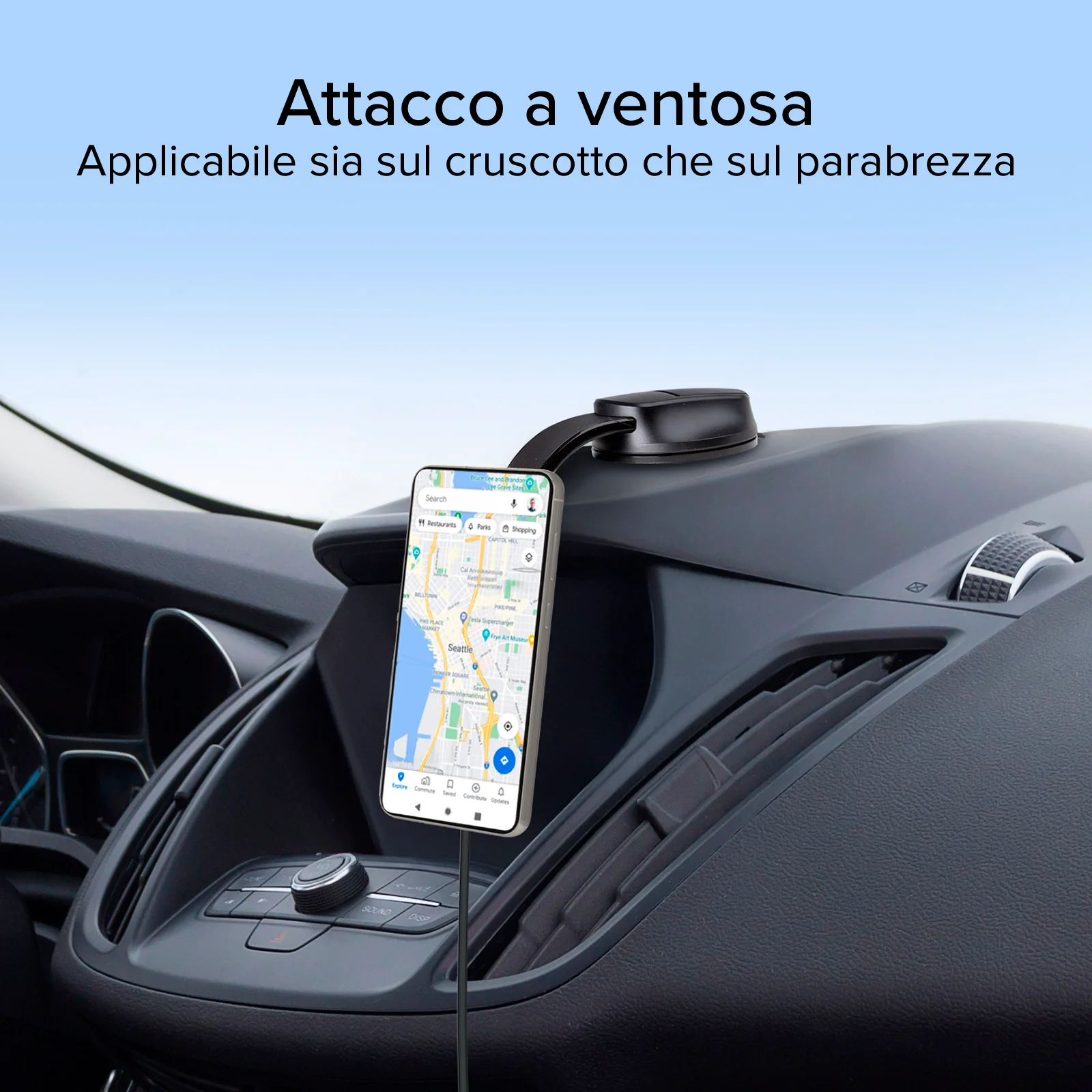 Supporto auto a ventosa per smartphone con ricarica wireless - Image 13