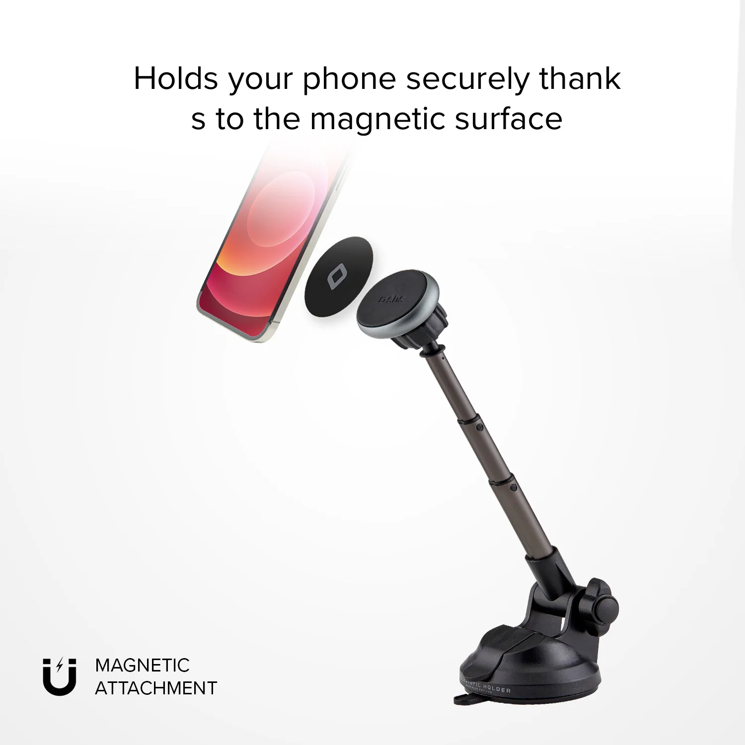 Supporto auto magnetico per telefono con asta telescopica e fissaggio a ventosa - Image 2