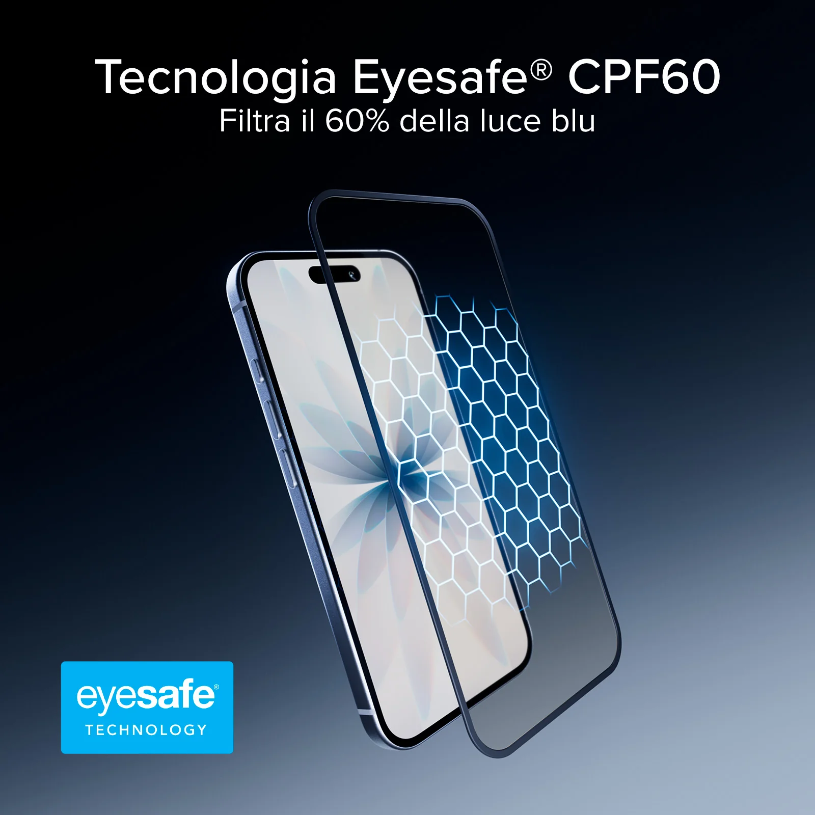 Vetro Protettivo Anti-Luce Blu Full Cover con tecnologia Eyesafe® CPF60 per iPhone 17/16 Pro - Image 2