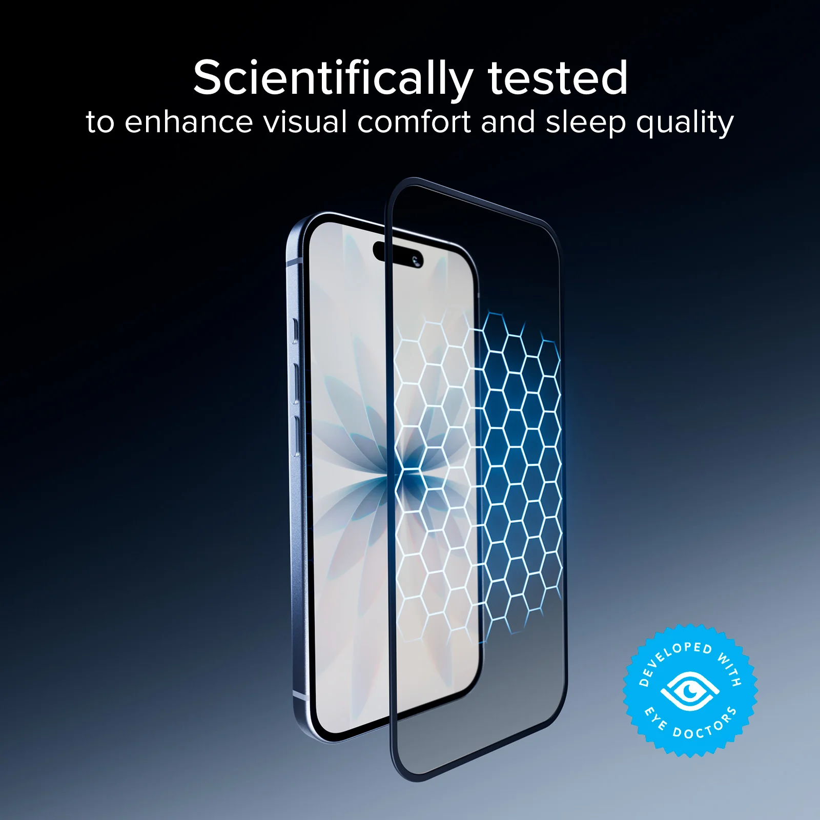 Vetro Protettivo Anti-Luce Blu Full Cover con tecnologia Eyesafe® CPF60 per iPhone 17/16 Pro - Image 8