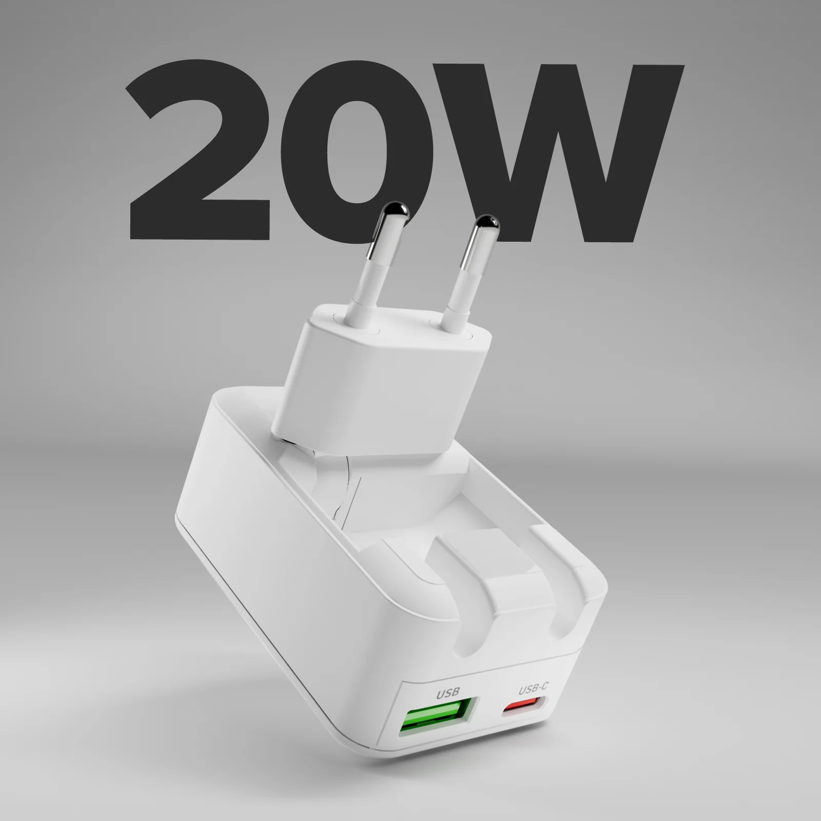 Caricatore da parete Flexi Wall Charger 20W con spina pieghevole, adatto per MacBook Neo - Image 2